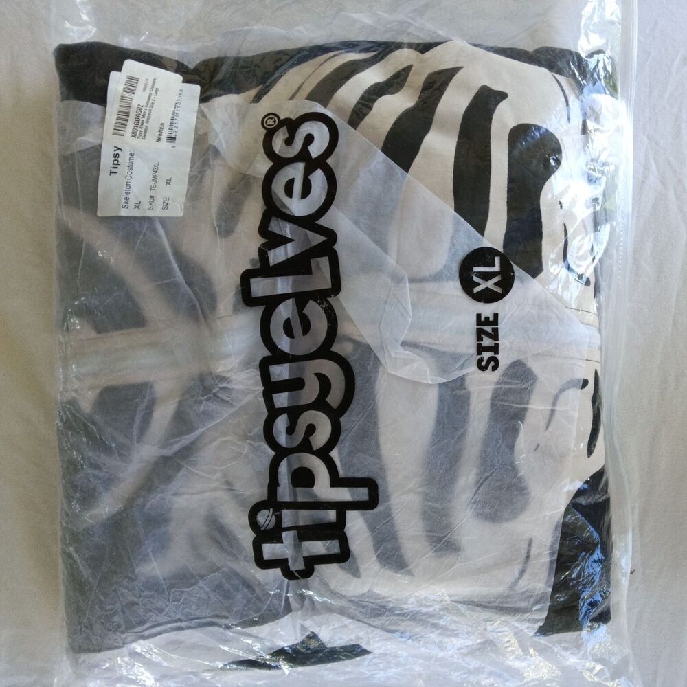 Tipsy Elves Halloween Skeleton Costume for Men Comfy Adult Skeleton Jumpsuit XL